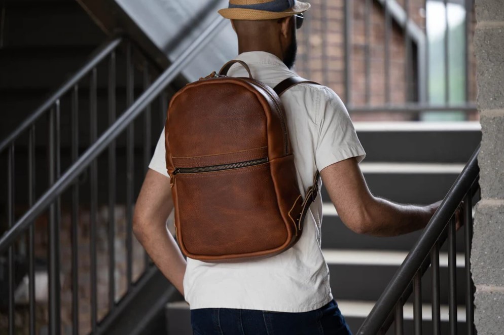 mens leather backpack